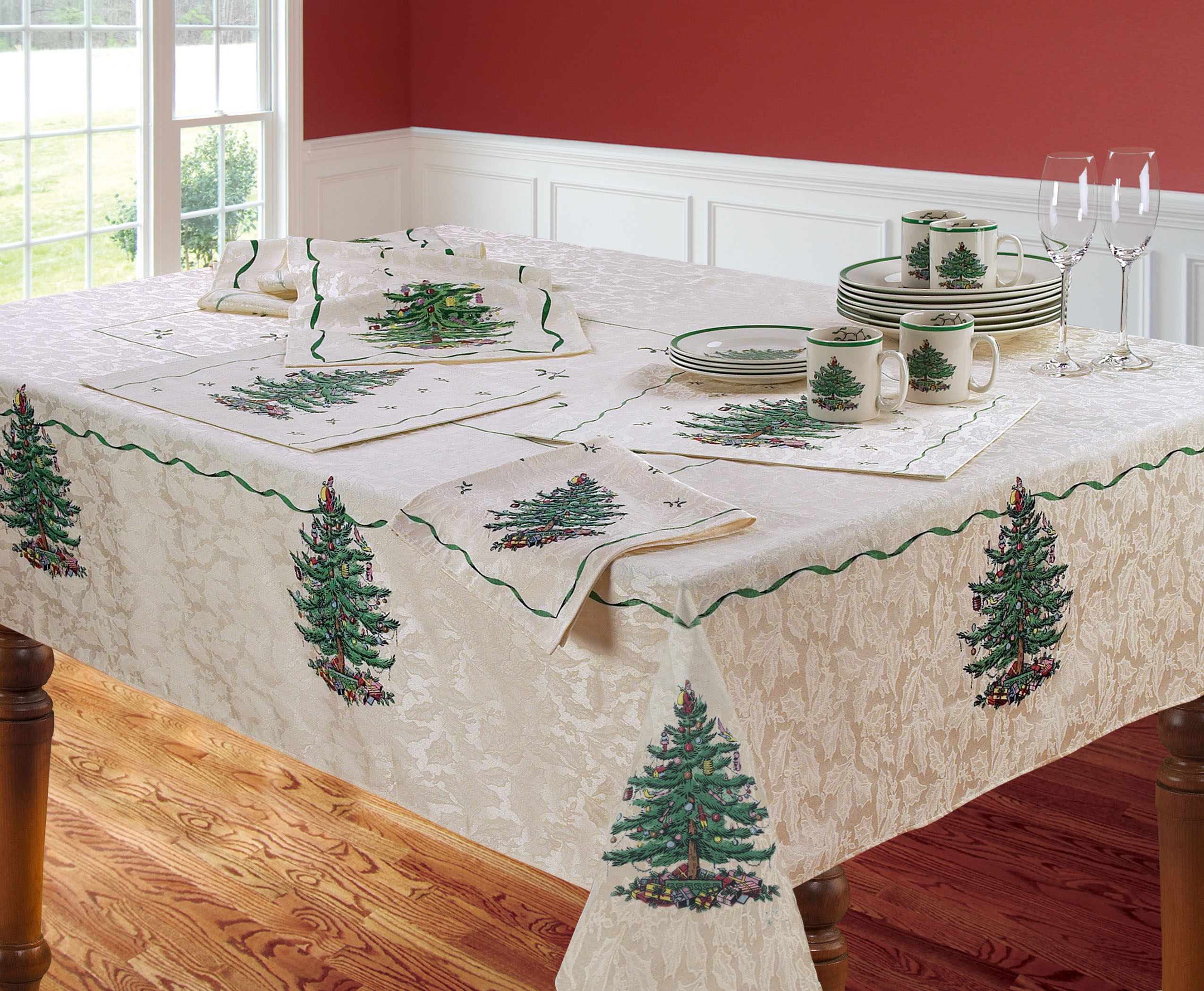 Christmas Tree 60" x 102" Oblong Tablecloth image number null